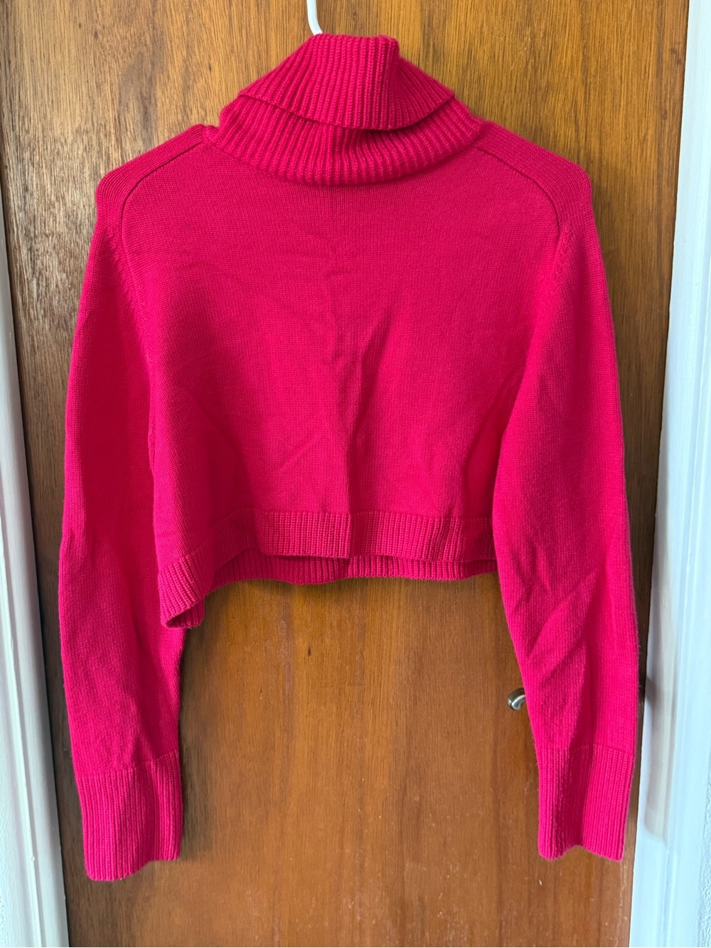 ZARA Hot Pink Ribbed Cropped Turtleneck Sweater Size S Fuchsia KnitOption